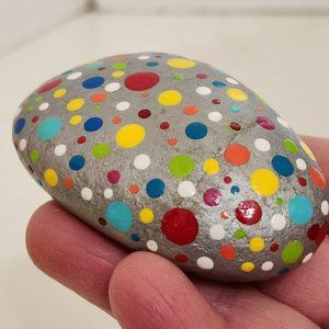 Meditation Stone Rainbow Mandala Dot Art